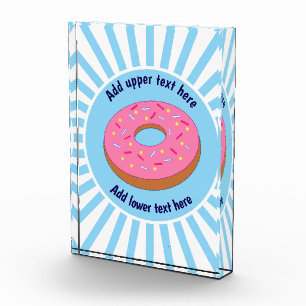 Greatest Frosted Donut blue/white add funny text Acrylic Award