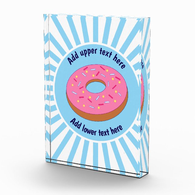 Greatest Frosted Donut blue/white add funny text Acrylic Award (Right)