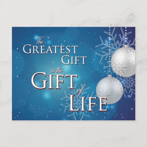 Greatest Gift Gift of Life donor Christmas Postcard