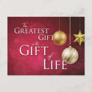 Greatest Gift, Gift of Life, donor, Christmas Postcard