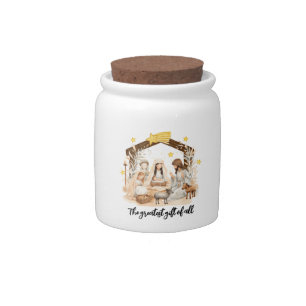 Greatest Gift of all Jesus Christmas Nativity Candy Jar