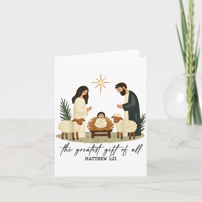 Greatest Gift Of All Nativity Scene Christian Chri Card (Front)