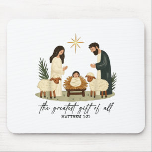 Greatest Gift Of All Nativity Scene Christian Chri Mouse Pad