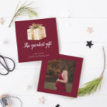 Greatest Gift Winter Photo Pregnancy Announcement<br><div class="desc">These pregnancy announcements are perfect for winter and Christmas baby announcements. They read “the greatest gift” in a script font with a classic watercolor present graphic. Add a photo to the back.</div>
