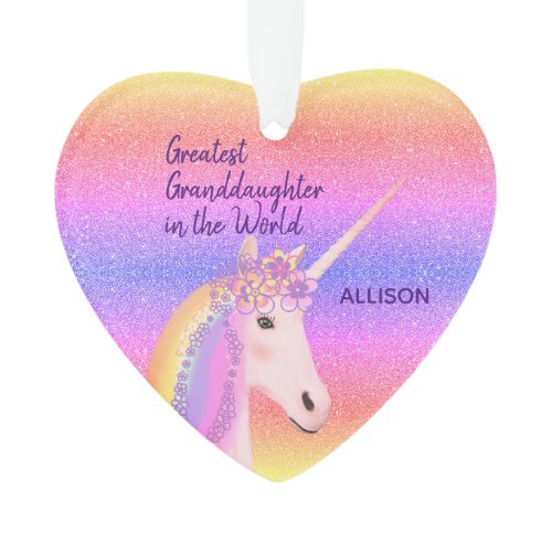 Greatest Granddaughter Unicorn Personalized Ornament