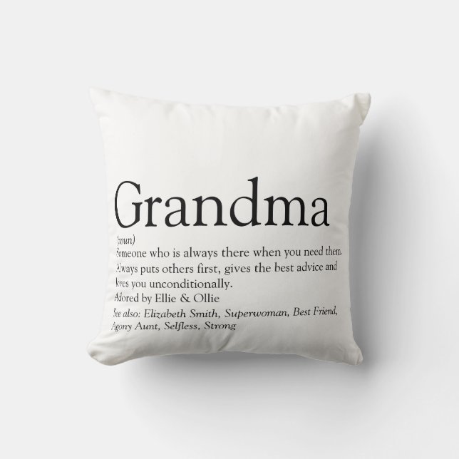 Greatest Grandma Grandmother Definition Photo Throw Pillow (Front)