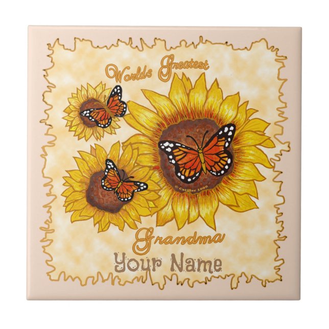 Greatest Grandma Sunflower  Ceramic Tile (Front)