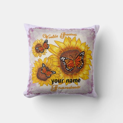 Greatest Grandma Sunflower  Throw Pillow