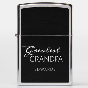 Greatest Grandpa Black Modern Personalized Zippo Lighter