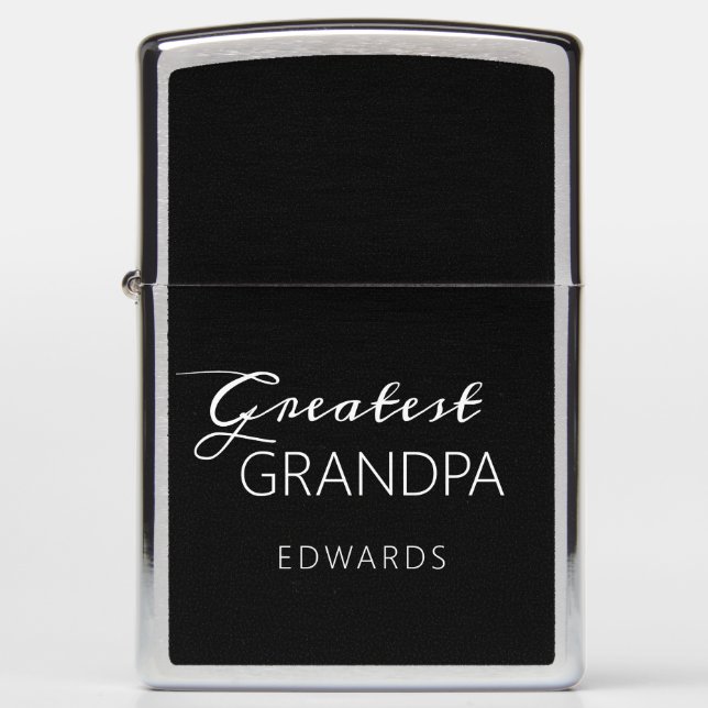 Greatest Grandpa Black Modern Personalized Zippo Lighter (Front)