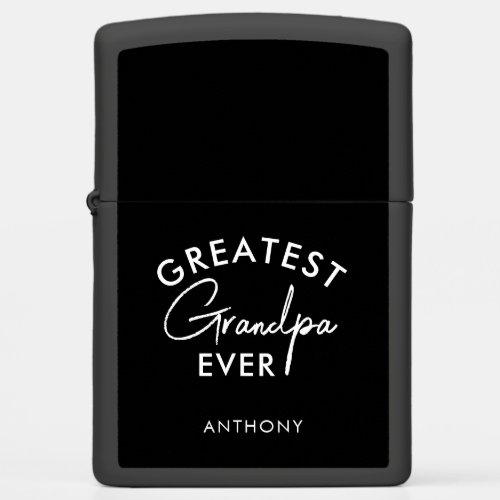 Greatest Grandpa Ever Black Script Personalized Zippo Lighter