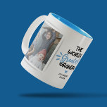 Greatest Grandpa Father's Day 2 Photo Two-Tone Coffee Mug<br><div class="desc">Modern grandfather family mug featuring 2 photos for you to replace with your own,  the saying "the world's greatest grandpa",  a blue heart,  and the kids names.</div>