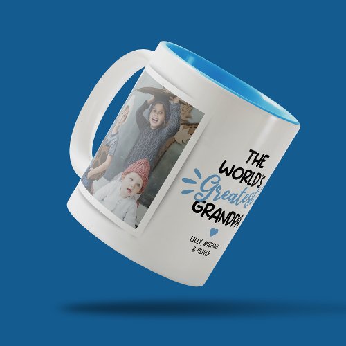 Greatest Grandpa Fathers Day 2 Photo Two_Tone Coffee Mug
