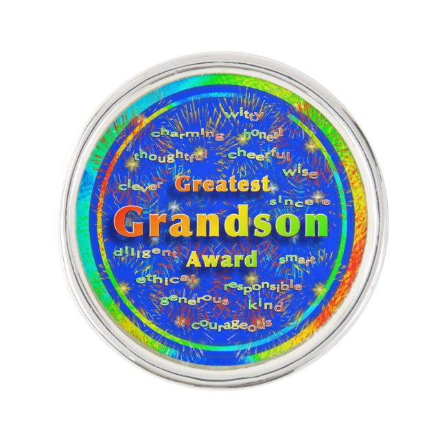 Greatest Grandson Award Fireworks Lapel Pin (Front)