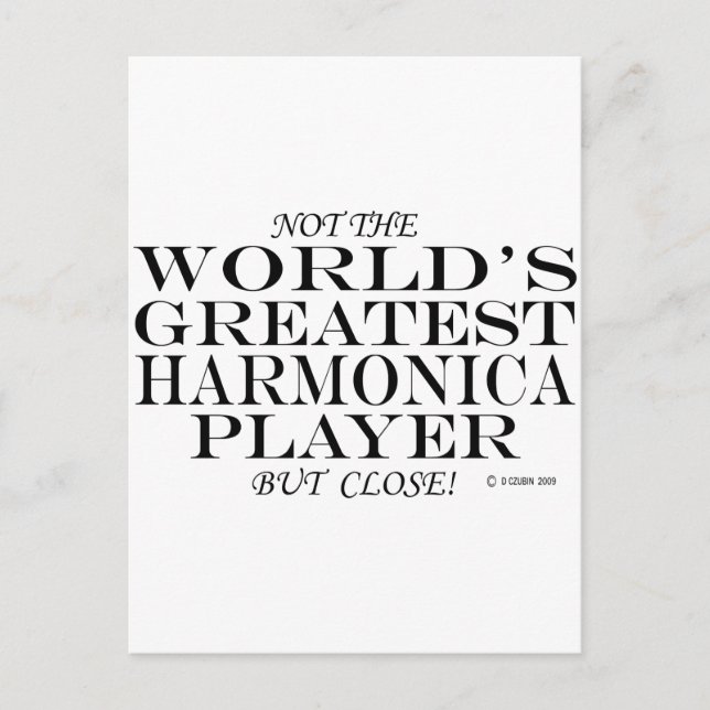 Greatest Harmonica Player Close Postcard (Front)