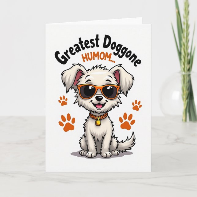 Greatest Humom Dog Paw Prints Card (Front)