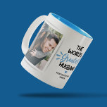Greatest Husband 2 Photo Two-Tone Coffee Mug<br><div class="desc">Cute husband mug featuring 2 photos for you to replace with your own,  the saying "the world's greatest husband",  a blue heart,  and your name.</div>