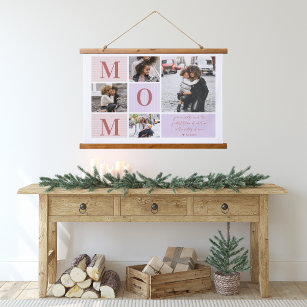 Greatest Mom   Color Block Photo Collage Hanging Tapestry