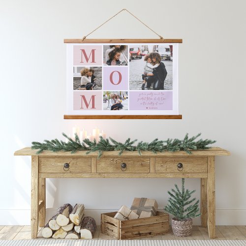 Greatest Mom  Color Block Photo Collage Hanging Tapestry