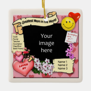 Greatest Mom (customizable) Ceramic Photo Ornament