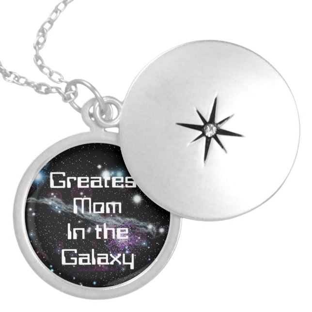 Greatest Mom In The Galaxy Necklace/ Silver Plated Necklace (Front)