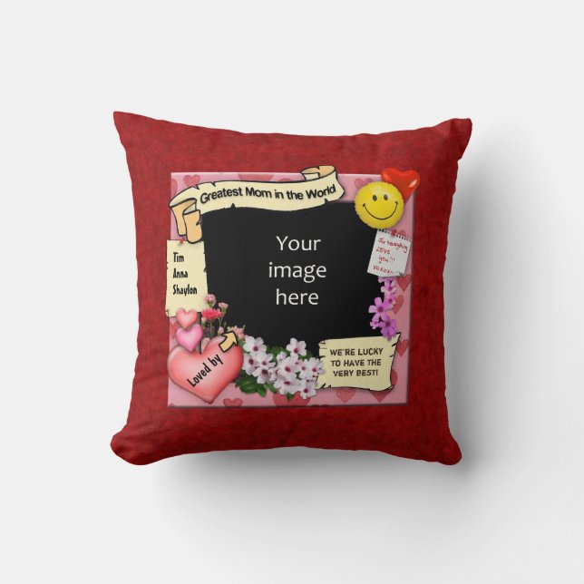 Greatest Mom Throw Pillow (Front)