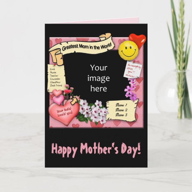 Greatest Mom w/your Photo & Text Card (Front)