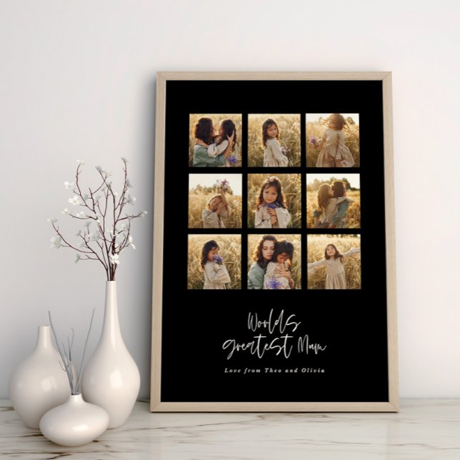 Greatest Mum black multi photo elegant stylish Poster (Creator Uploaded)