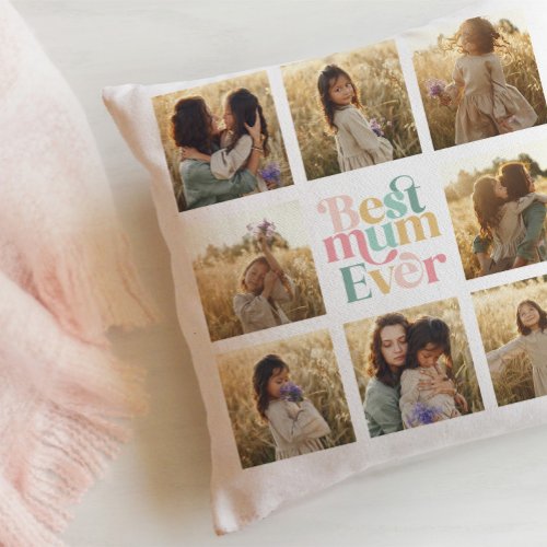 Greatest Mum multi photo colourful elegant stylish Throw Pillow