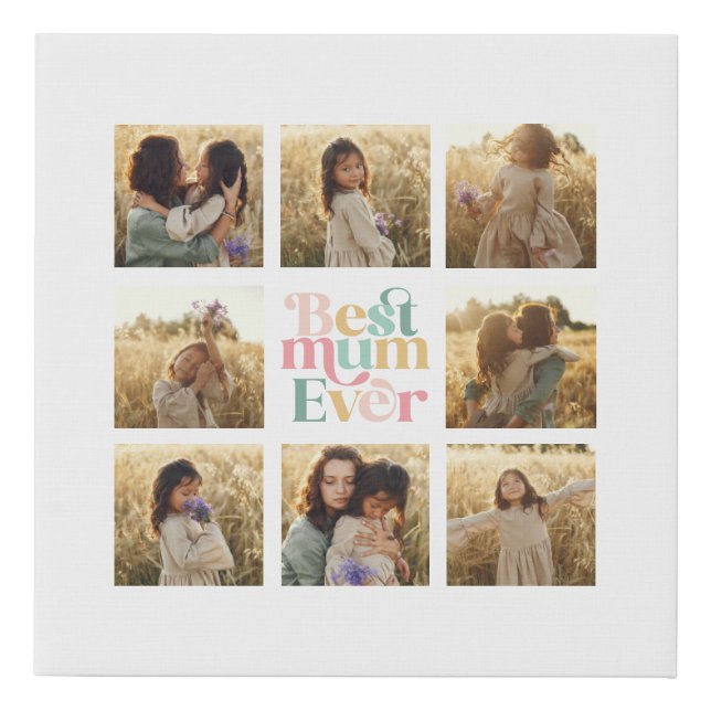 Greatest Mum multi photo elegant stylish Faux Canvas Print (Front)