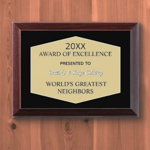 Greatest Neighbors Award Plaque
