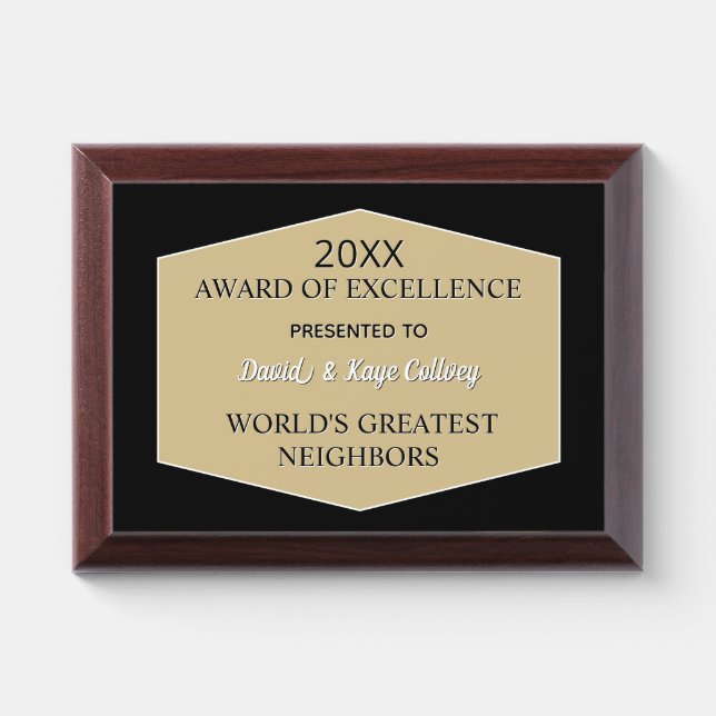 Greatest Neighbors Award Plaque (Horizontal)
