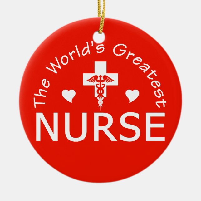 Greatest Nurse ornament, customize Ceramic Ornament (Front)
