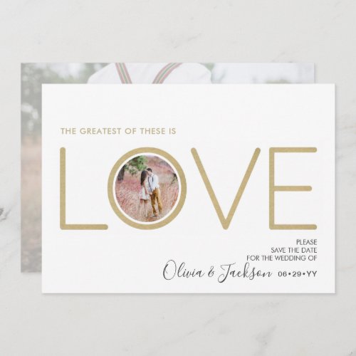 Greatest of These is Love Two Photo Unique Wedding Save The Date