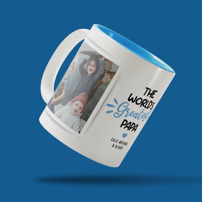 Greatest Papa Father's Day 2 Photo Two-Tone Coffee Mug (Creator Uploaded)