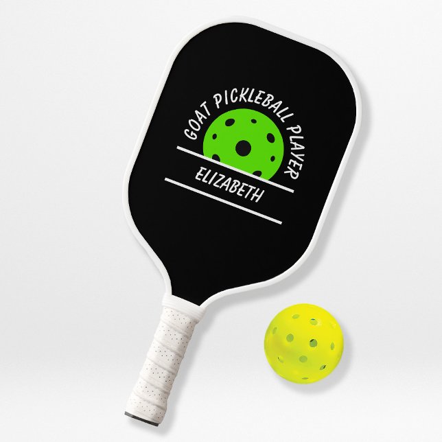 Greatest Pickleball Player Name Ball Black Green Pickleball Paddle (Creator Uploaded)