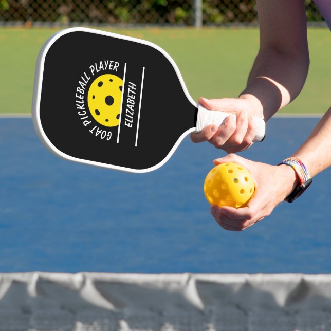 Greatest Pickleball Player Name Ball Black Yellow  Paddle (Insitu)