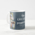Greatest poppa photo collage Grandparents Day Coffee Mug<br><div class="desc">A simple,  yet impactful Grandparents Day gift mug featuring editable greatest poppa message and three photo collage on a textural background.</div>