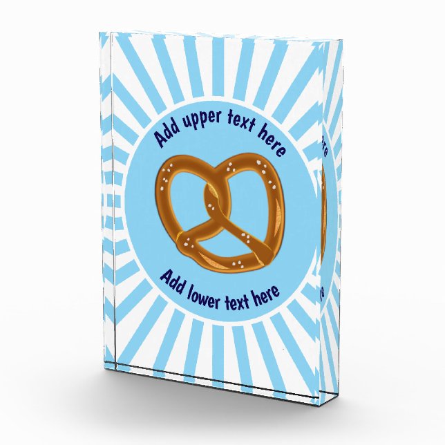 Greatest Pretzel in sunburst blue white - add text Acrylic Award (Right)