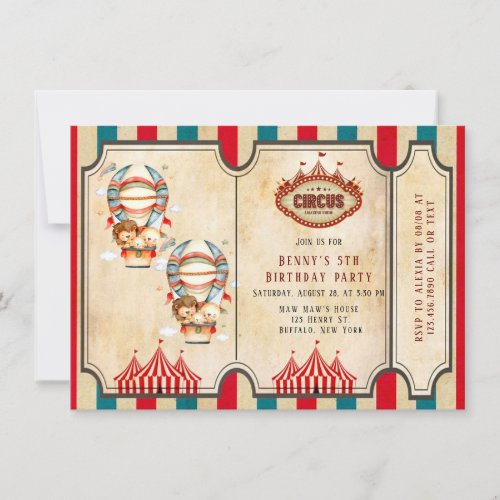 Greatest Show On Earth Circus Birthday Invite