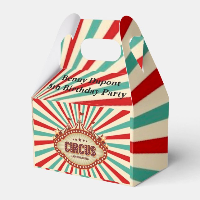 Greatest Show On Earth Circus Kids Birthday Party Favor Boxes (Front Side)