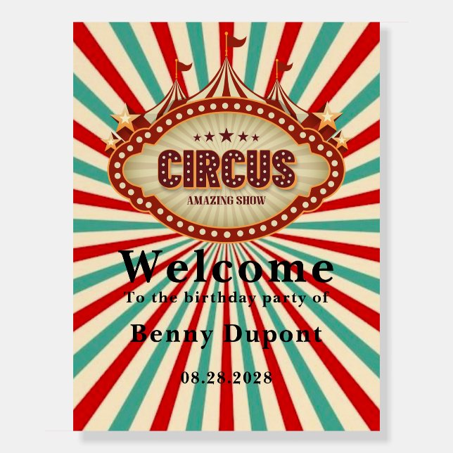 Greatest Show On Earth Circus Kids Birthday Party Foam Board (Front)