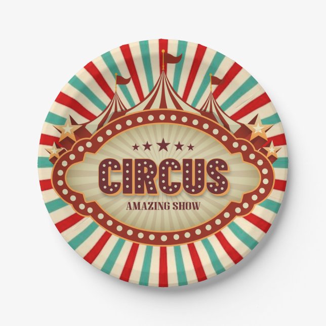 Greatest Show On Earth Circus Kids Birthday Party Paper Plates (Front)