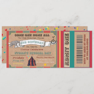 Greatest Show On Earth Circus Ticket Birthday Invitation