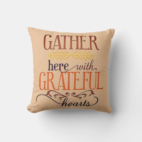 Greatful Hearts Throw Pillow