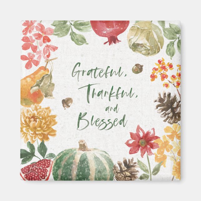 Greatful, Thankful, and Blessed Harvest Magnet (Front)