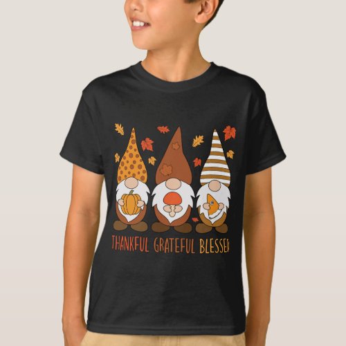 Greatful Thankful Blessed Thanksgiving Gnomes T_Shirt