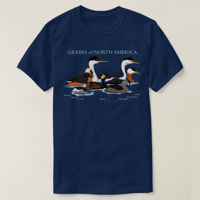 Grebes of North America with text T-Shirt (Design Front)