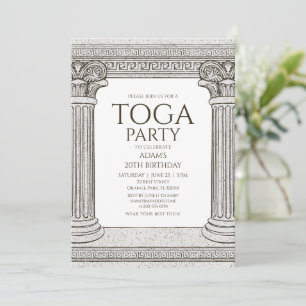 Grecian Toga Party Invitation with stone columns