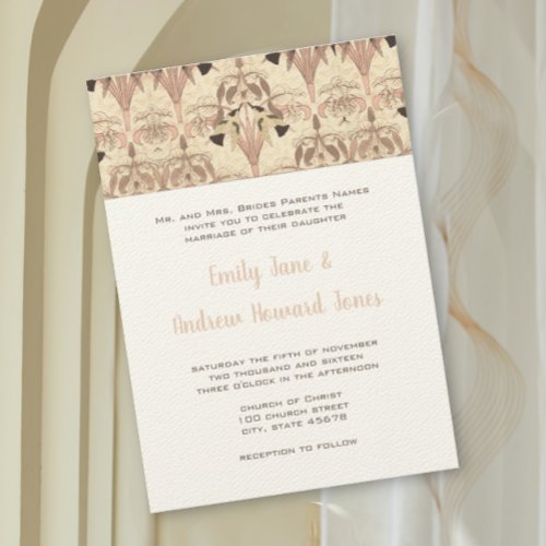 Grecian wedding tPink Hummingbird Art Deco Wedding Invitation